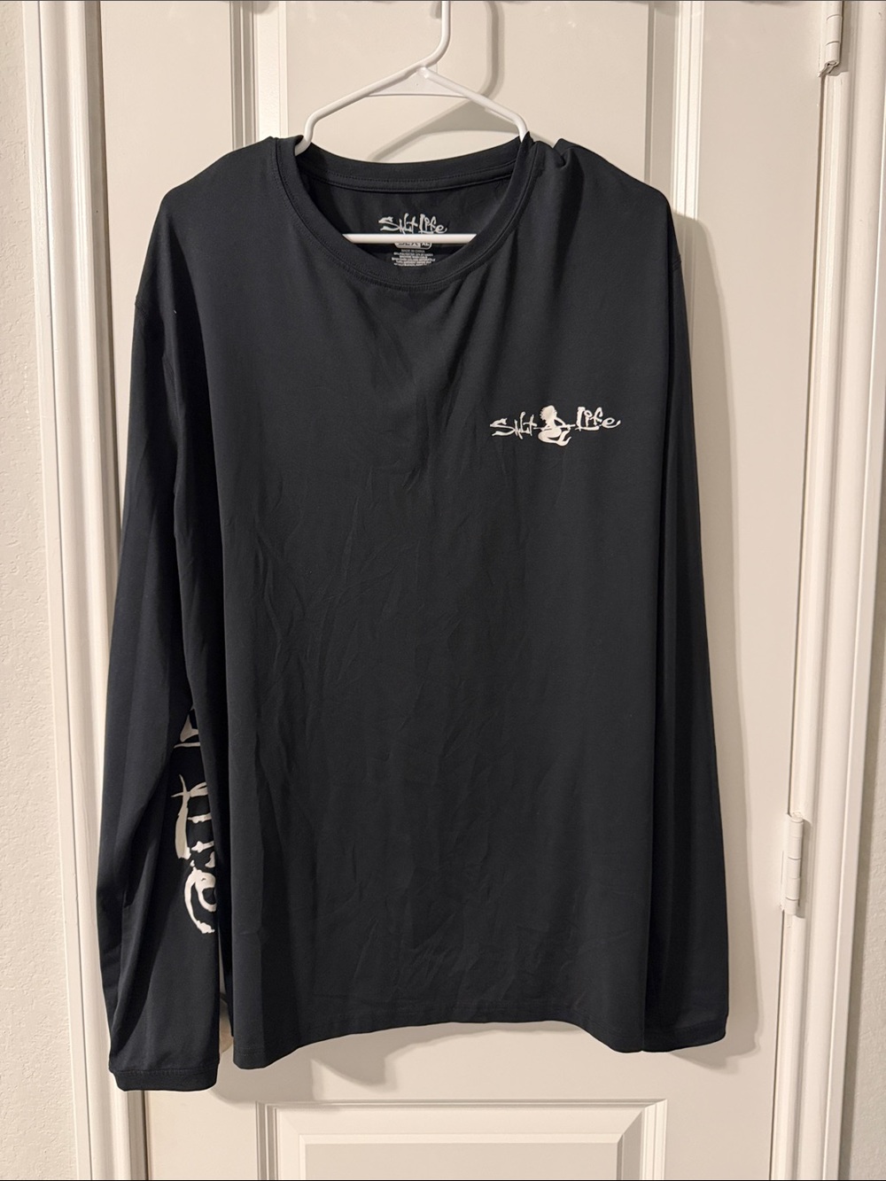 Salt Life Black Long Sleeve Performance Shirt with White Logo